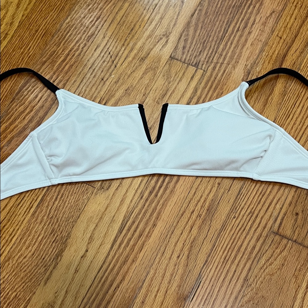 White and black bikini top